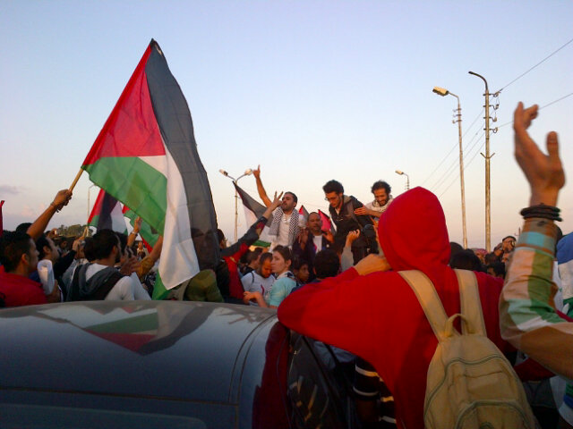 Egyptians gather near Rafah in support of Palestinians in Gaza